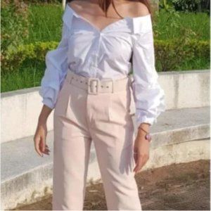 Off Shoulder White Shirt